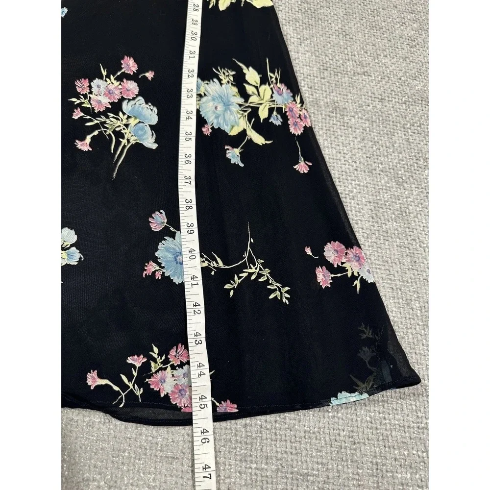 Vtg 90s Evan Picone Dress Womens 10 Petite Black Floral Whimsigoth‎ Dark Fairy